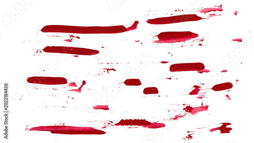 Red Paint Brush Strokes Isolated on White Background