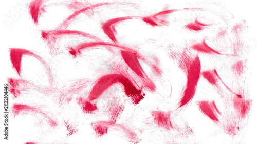 Red Paint Brush Strokes Isolated on White Background