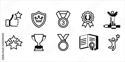 Canvastavla Achievement icons set awards recognition success and top performer symbols