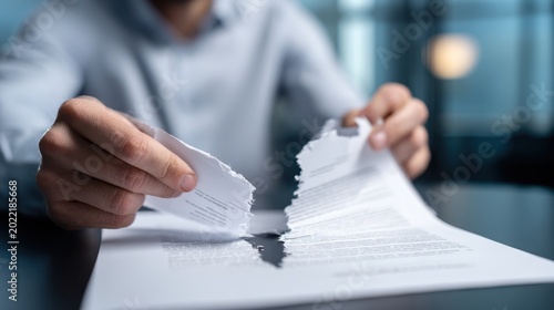 Man Tearing Up Document