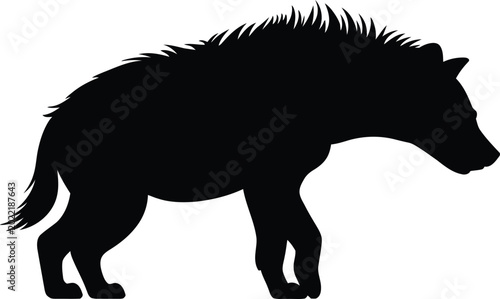 Foto Silhouette of a hyena isolated on white background