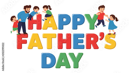 Schilderij op canvas Joyful Father's Day Celebration: A vibrant and colorful illustration of the heartfelt celebration of Father's Day