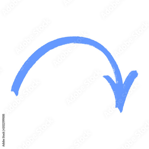 Foto Inverted U-turn blue chalk arrow icon with downward direction and textured charcoal finish