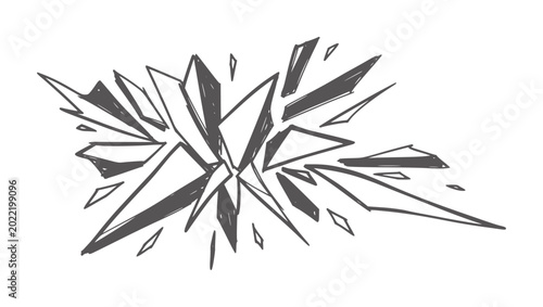 Photos Abstract dark gray geometric shards exploding outward white explosion