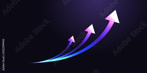 The three glowing arrows and lines point upward, showcasing the increasing momentum of a modern Finance strategy. A dynamic Finance backdrop where several upward elements