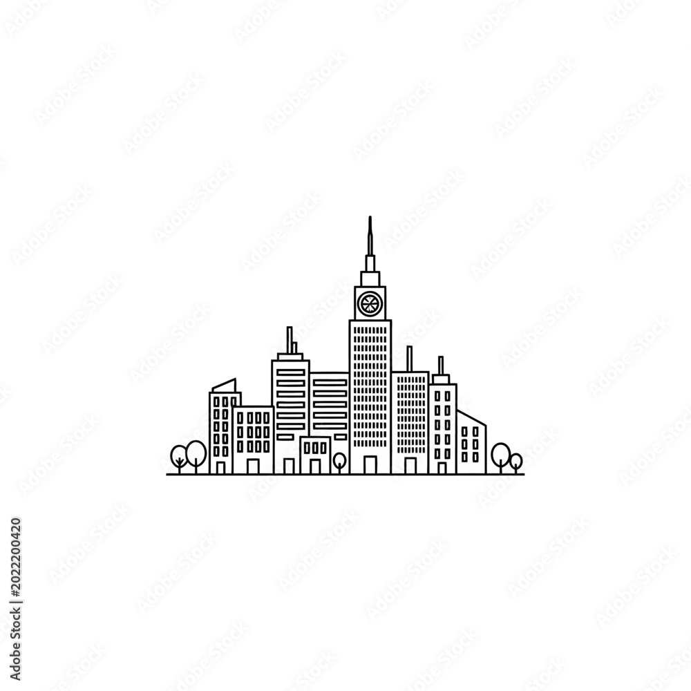 Fototapeta premium City skyline with tall buildings.