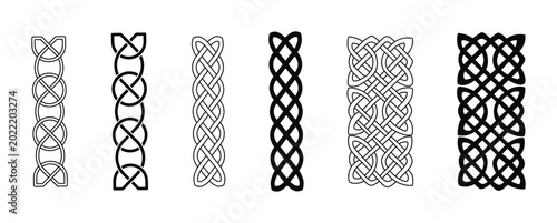 Fotografija Collection of intricate Celtic knot patterns and borders in black and white