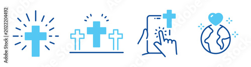 Canvas Print Religious cross icons depicting faith and global charity symbols