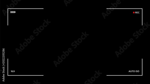 Camera Recording Frame Overlay, REC Screen Viewfinder HUD Animation, Cinematic Camera HUD Overlay | Recording Frame Screen for Video Editing With RGB+Alpha Black Background