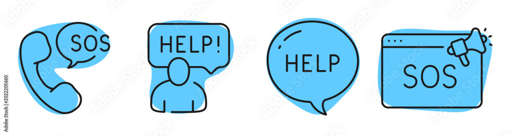 Φωτογραφία Help and support icons showing emergency contact and message alerts