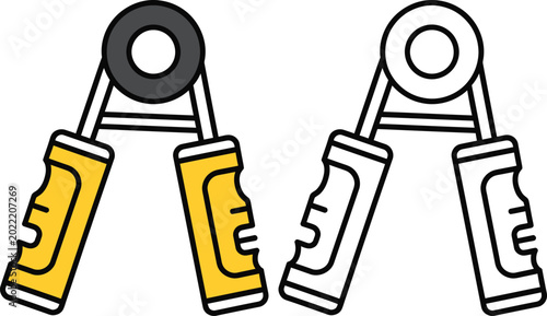 Εκτύπωση καμβά Hand grip strengthener illustration with two color variations