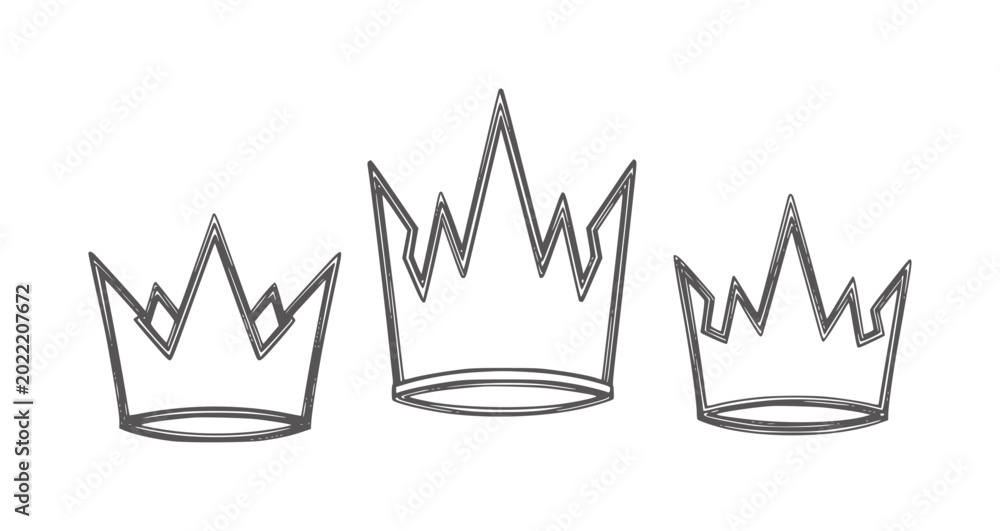 Εκτύπωση καμβά Three sketched crowns a white royalty symbol monarchy regal