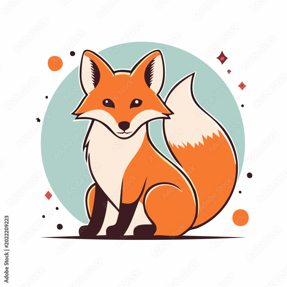 Fototapeta premium Cute Cartoon Fox Illustration