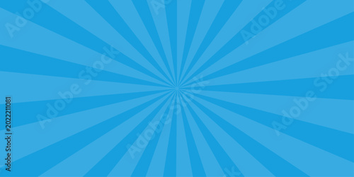 Bilde på lerret Abstract radiant sunburst design in vibrant blue hue, radiating outwards from a central point, evoking a sense of energy, and dynamism