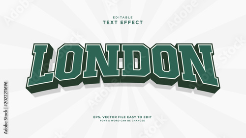 London text effect, sport varsity style editable text effect