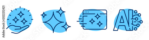 Bilde på lerret Sparkle and ai icons indicating quality and automation on white