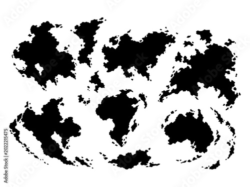 Obraz na plátně Fictional world map silhouette vector illustration, fantasy continents and islan