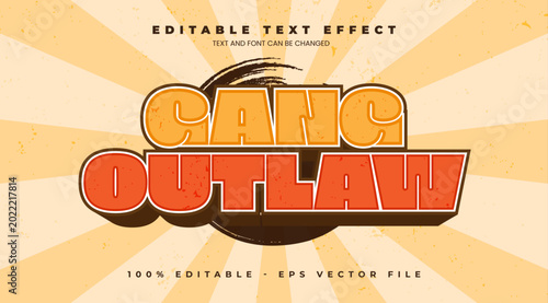 Fotografía Gang Outlaw cowboy text effect vector, wild west slab serif lettering with leather texture, vintage western outlaw typography