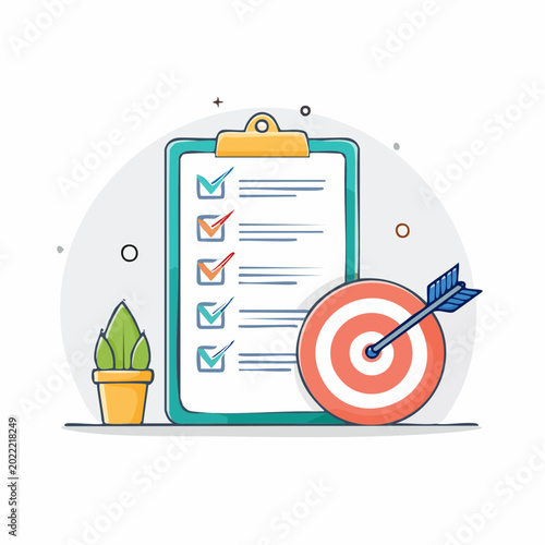 Checklist with Target and Arrow