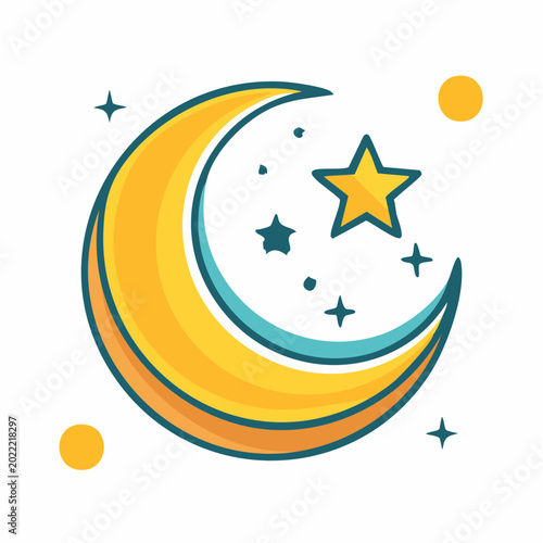 Crescent Moon and Star Illustration