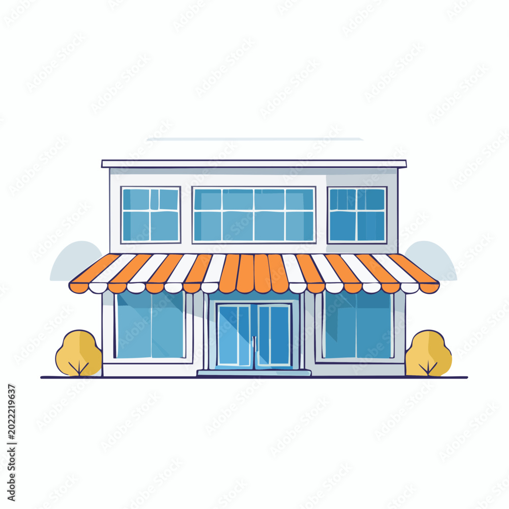 Obraz premium Modern Storefront with Awning and Windows