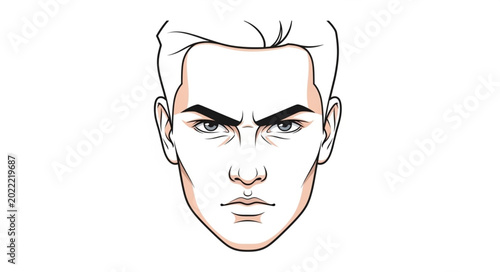Billede på lærred Illustration of a mans angry face with furrowed brow.