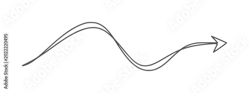 Dark gray double line wavy arrow pointing right white direction movement curve wave