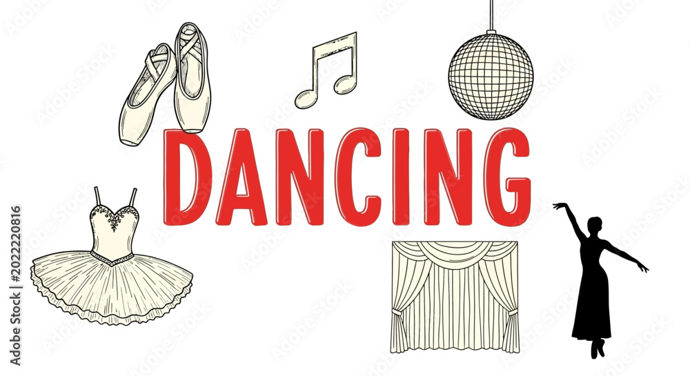 Φωτογραφία Dancing illustration with ballerina and disco.