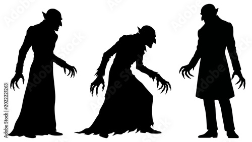 Fotografie 3 Silhouetten von Nosferatu als Vektorgrafik