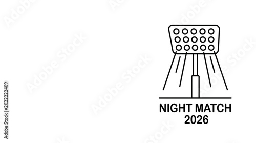 Schilderij op canvas Minimalist line art icon representing a stadium floodlight for a night match event