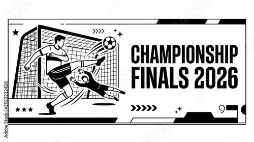 Φωτογραφία Black and white illustration of a soccer player kicking the ball towards the goal