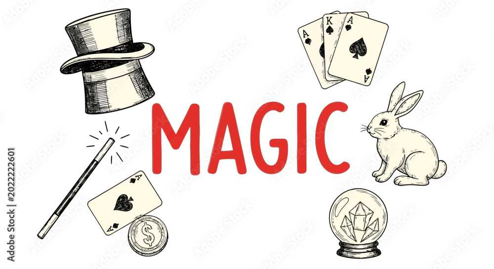 Valokuva Magic tricks and illusions concept art.