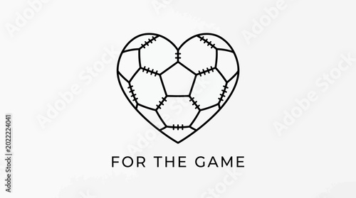 Minimalist Heart Shaped Soccer Ball Icon Illustration for the Game.