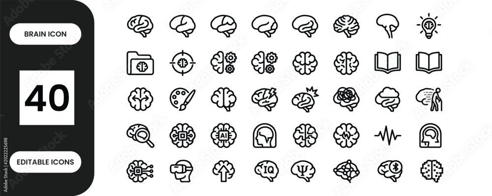 Foto Brain icon set neurology intelligence psychology and cognitive function graphics