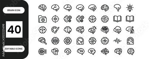 Foto Brain icon set neurology intelligence psychology and cognitive function graphics