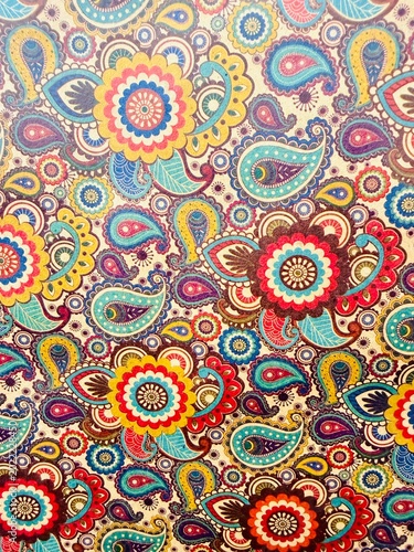 Colorful Paisley Floral Seamless Pattern Background with Vintage Ornament Design