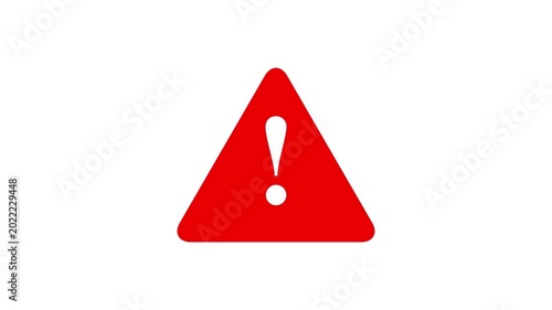 Alert risk safety danger road warning sign symbol animated on white background. warning sign animation