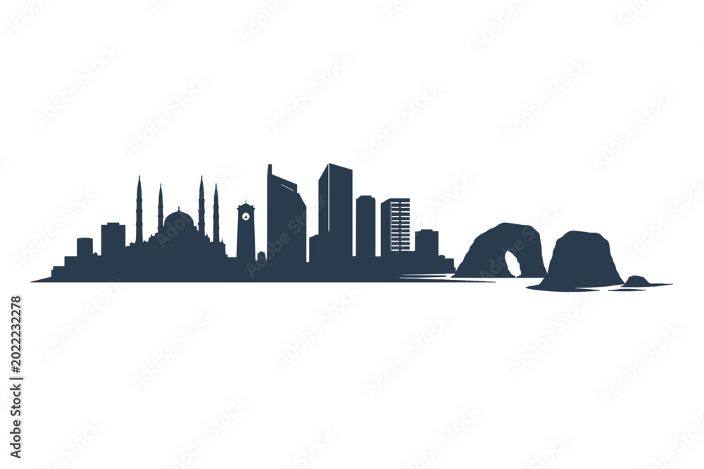 Naklejka premium Beirut Skyline Silhouette - Lebanon Cityscape
