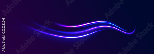 Bild auf Leinwand Blue glowing air streams flow like digital wind