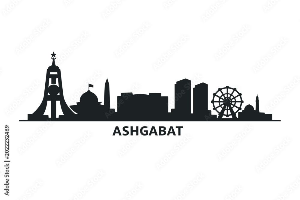 Fototapeta premium Ashgabat Skyline Silhouette Vector Illustration