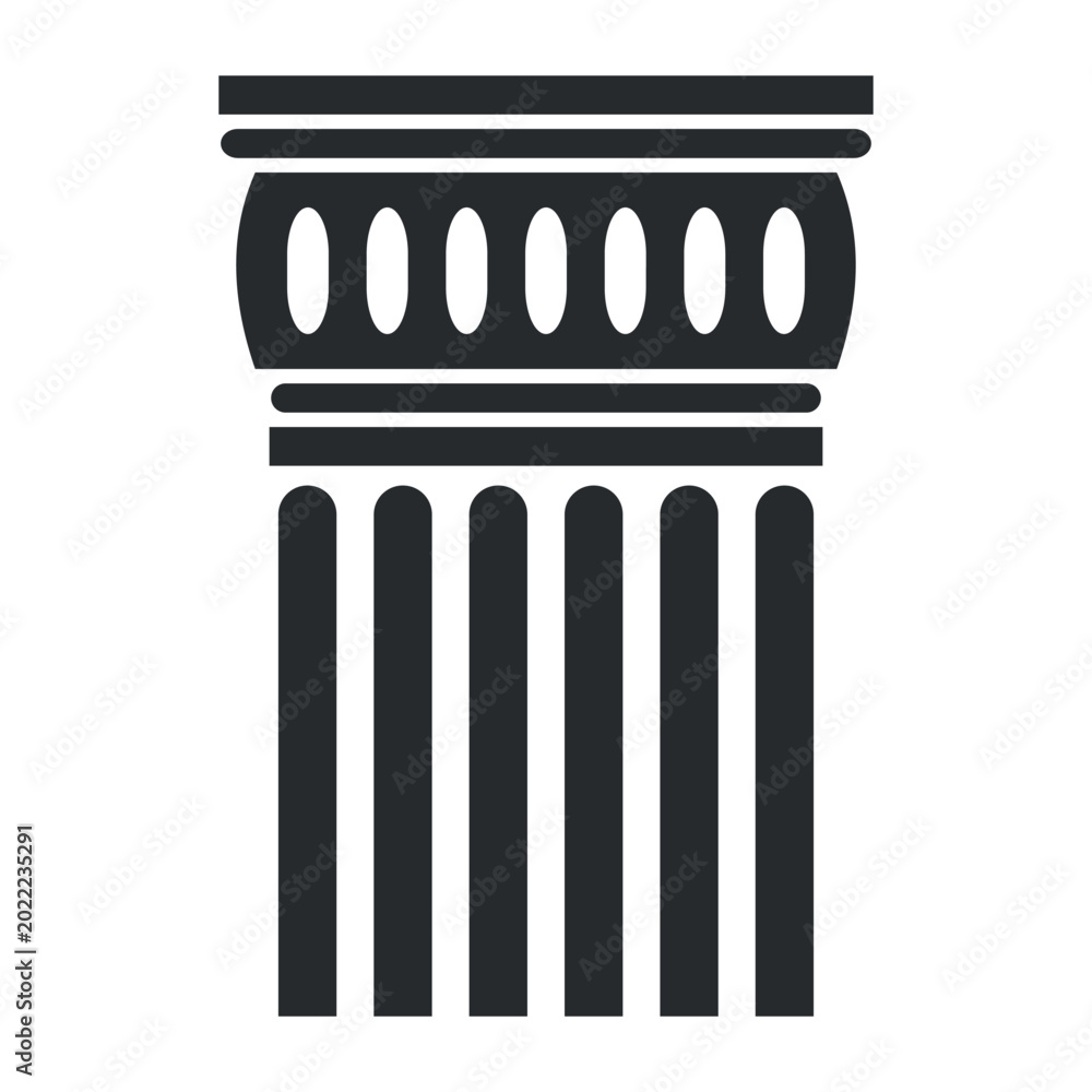 Fototapeta premium Antique column icon in vector design showing classic architectural element for use in various graphic projects