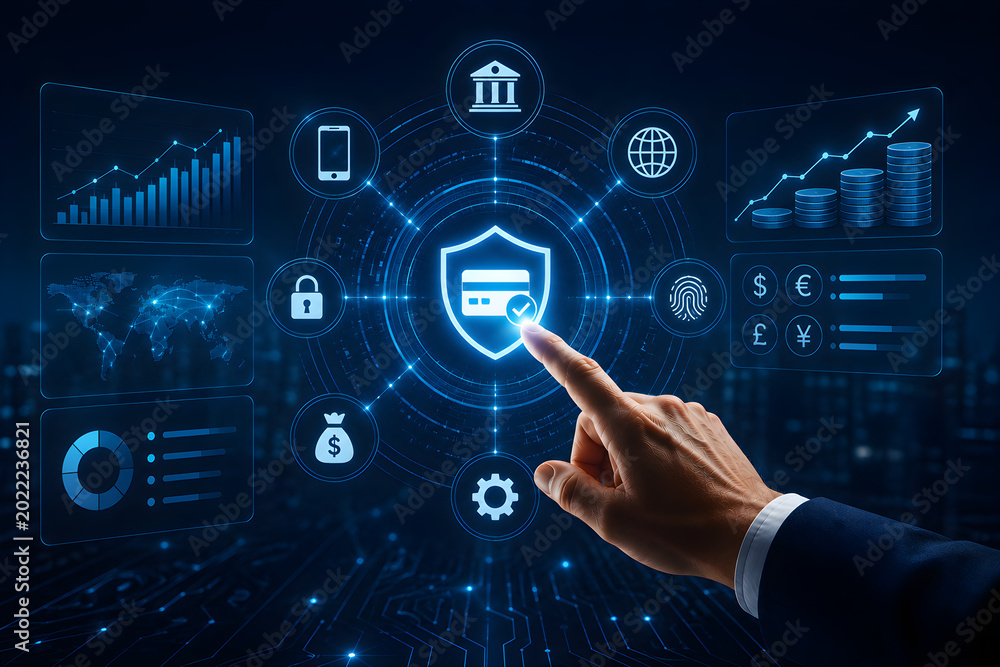 Fototapeta premium Secure Digital Finance Dashboard with Payment Protection