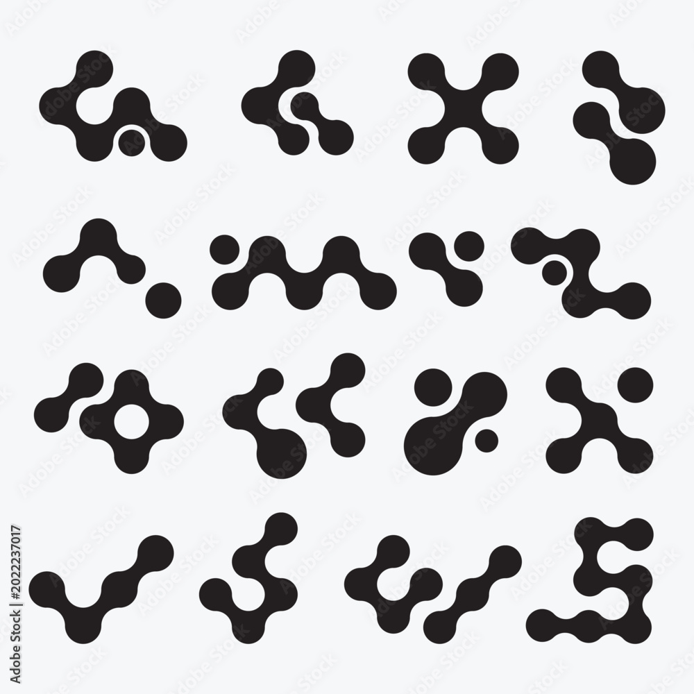 Fototapeta premium Abstract Y2K Liquid Blob Shapes Vector Set with Futuristic Organic Elements