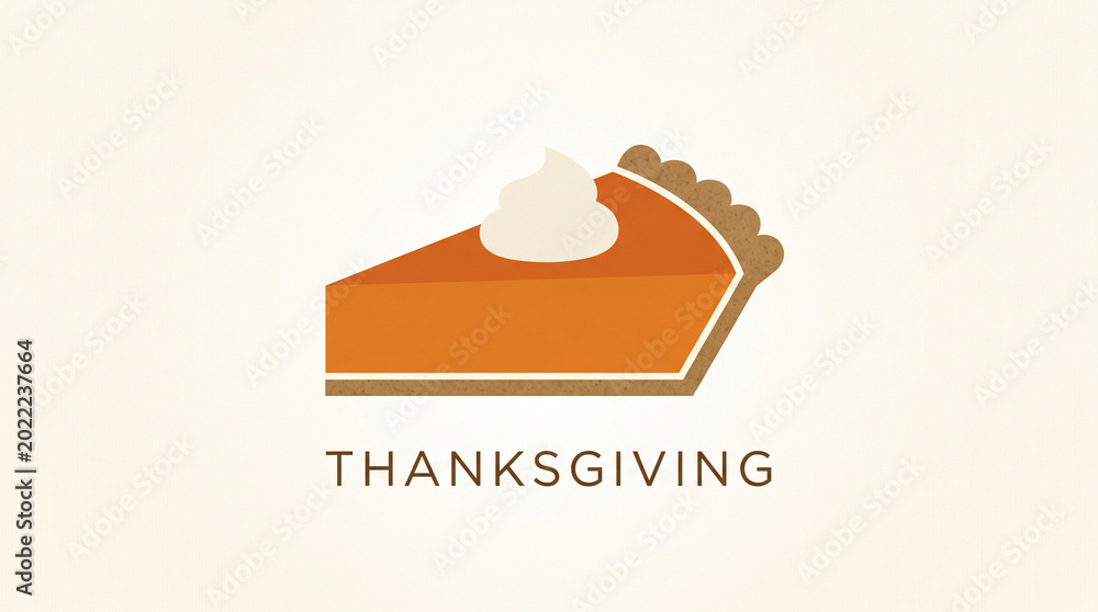 Fototapeta premium Minimalist silhouette of a pumpkin pie slice with orange and cream colors for Thanksgiving menus and autumn food promotions