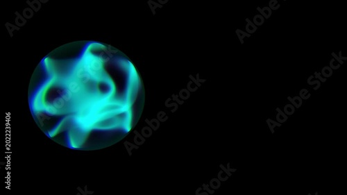 Luminous teal sphere positioned asymmetrically in a wide black space illustrating decentralized networks and cloud computing solutions