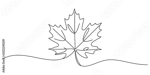 Canvastavla Minimalist maple leaf line art, continuous one-line drawing, simple black outlin