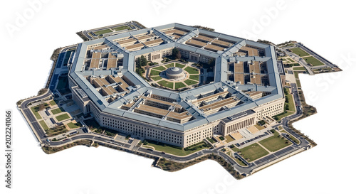 The aerial view of the Pentagon building complex in Arlington Virginia