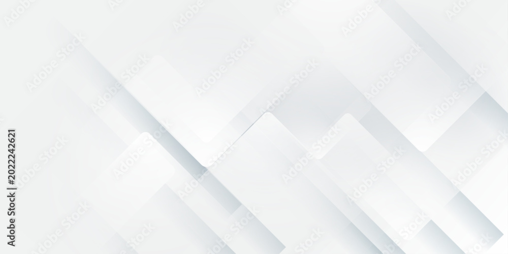 Fototapeta premium Abstract white background with overlapping geometric rectangle shapes and soft grey shadows for modern minimal design.