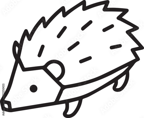 Minimalist vector icon of Hedgehog full body iso