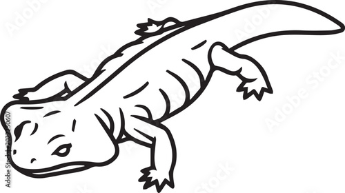 Konstfotografi Minimalist Hellbender Salamander Full-Body Vector Icon for Nature Conservation,
